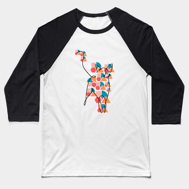 Geometric cat, basic shapes design Baseball T-Shirt by Lilac Elite